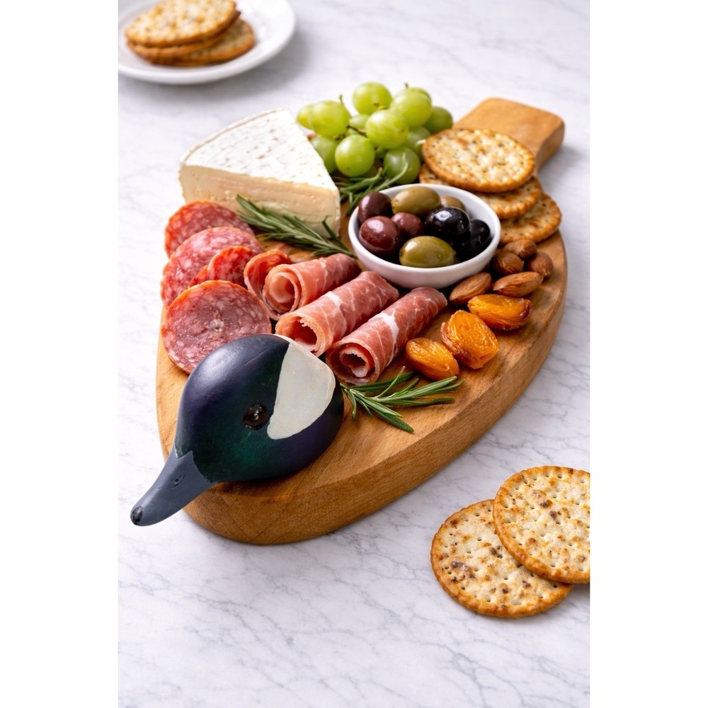 Vintage Wood Duck Party Platter Hand Carved Bufflehead 1992 Signed